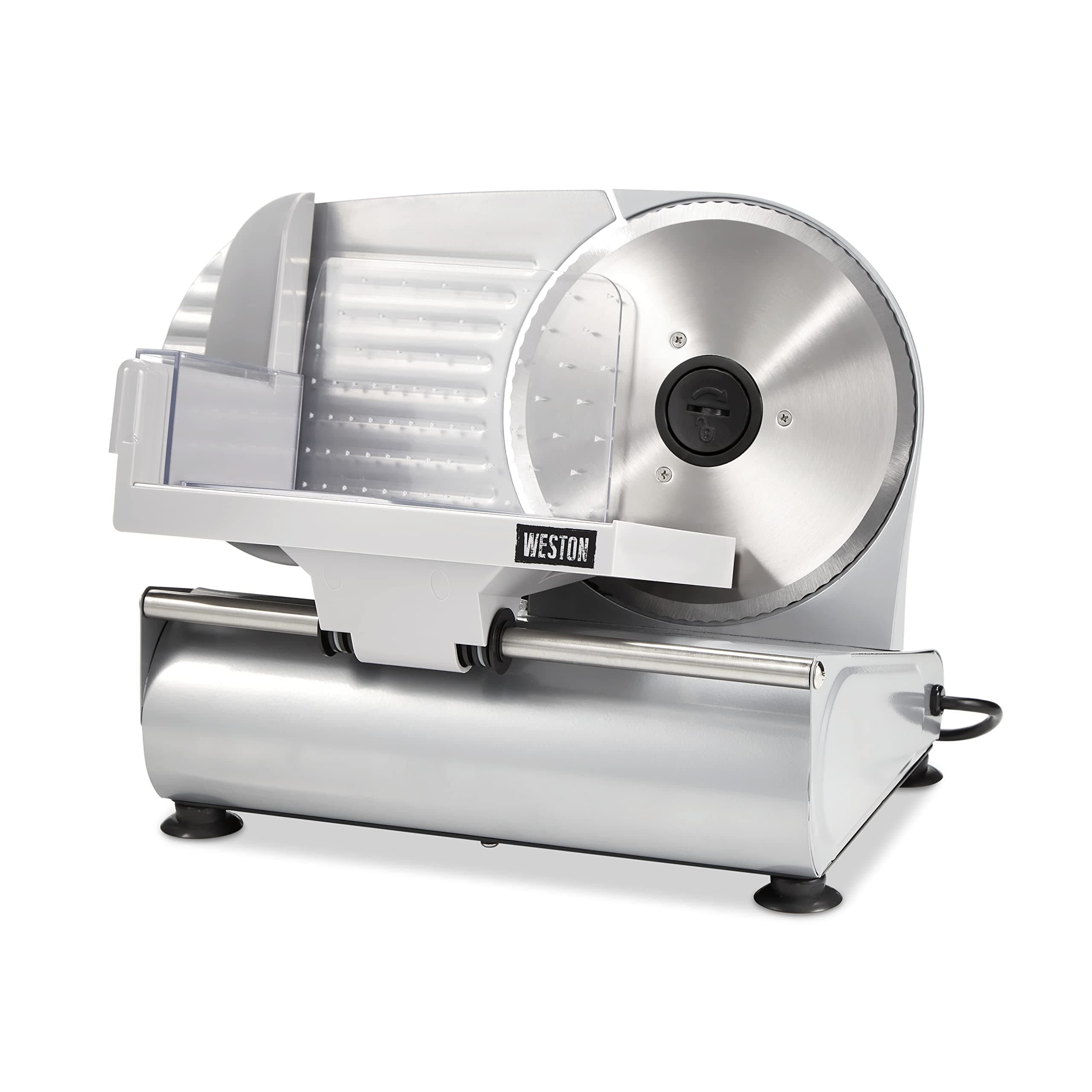 Weston Electric Meat Cutting Machine, Deli & Food Slicer, Adjustable Slice Thickness, Non-Slip Suction Feet, Removable 7.5" Stainless Steel Blade, Easy to Clean (61-0750-W)