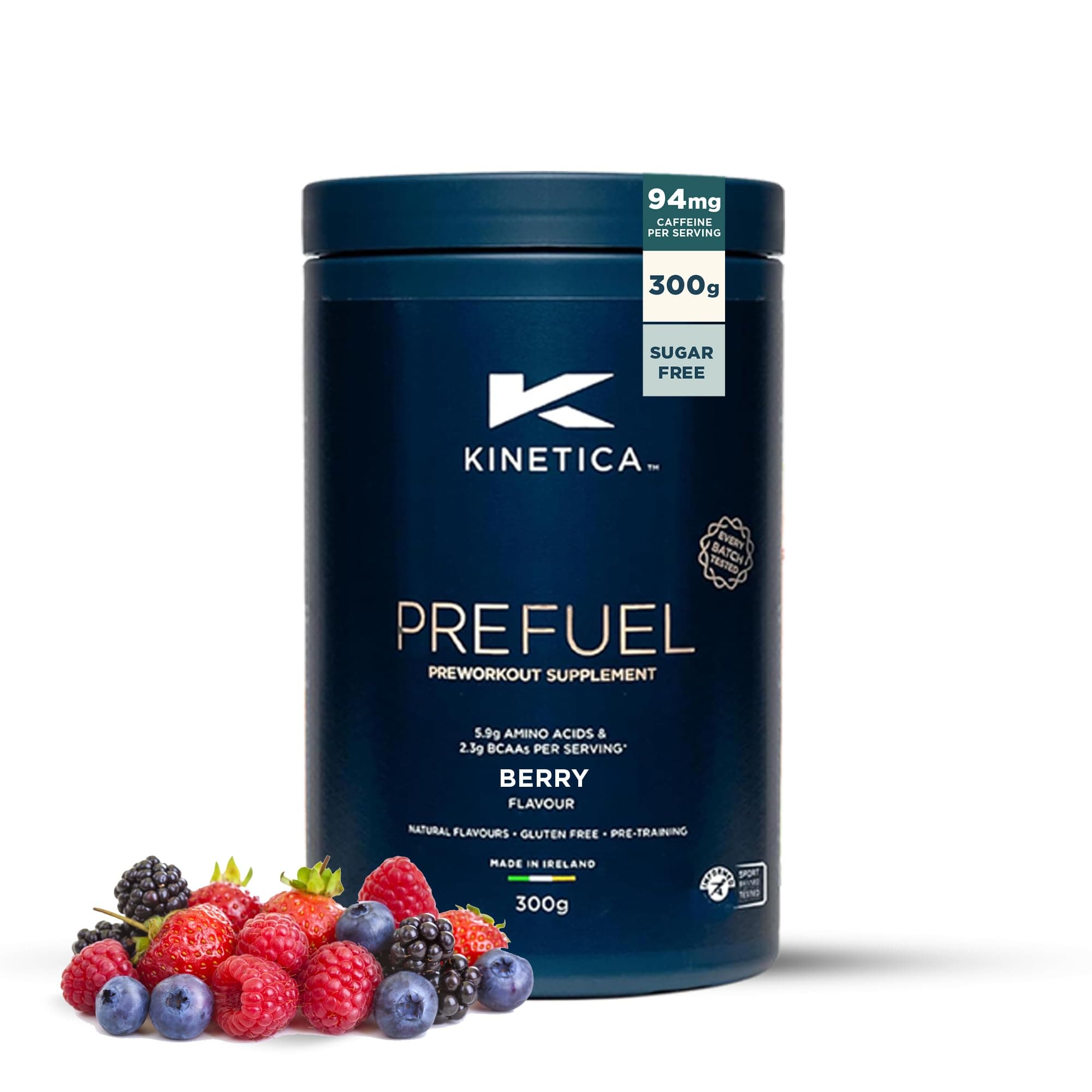 Sports Prefuel Pre Workout -Berry Flavour | 5.8g Amino Acids Blend, 2.25g BCAA's & 94mg Caffeine/Serve, 30 Servings/300g| With Essential Vitamins, Minerals|Supports Performance & Energy Boost