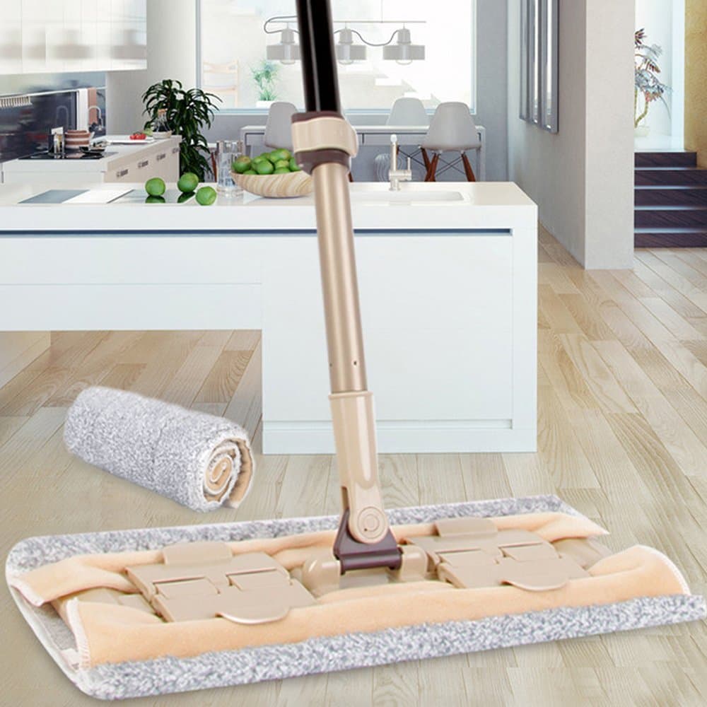 Elvoes Microfiber Flat Mop Professional 360 Degree Hardwood Floor Mop with 50”- 70” Adjustable Handle, Wet/Dry Mop with Scraper for Bathroom, Kitchen, Tile and Hardwood Floor Cleaning