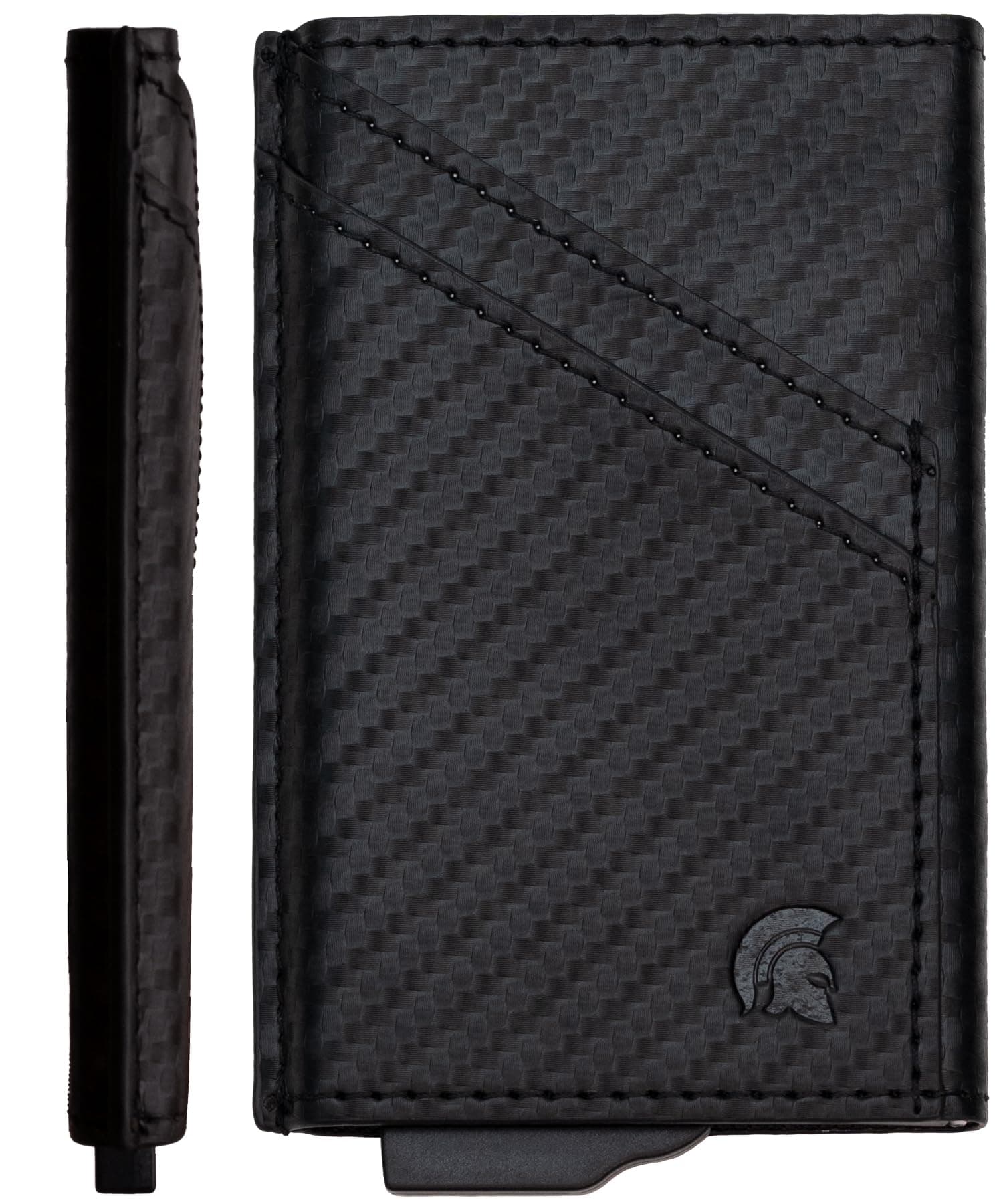 POWR Carbon Fibre RFID Slim Wallet for Men - Minimalist Pop Up Metal Credit Card Holder