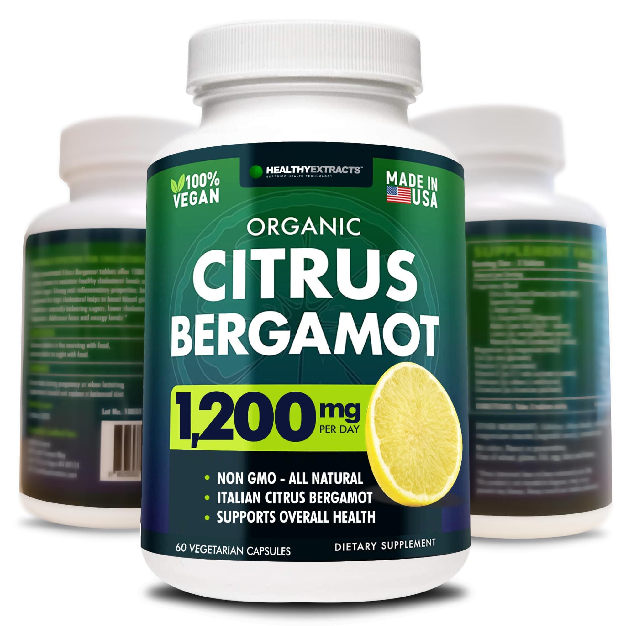 Citrus Bergamot 1200mg 90 tablets - Natural Supplement with Pure High Potency Bergamot Extract, Supports Healthy Normal Heart & Cardiovascular Health