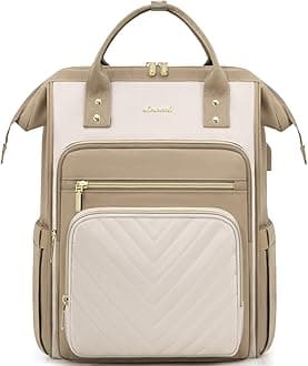 Laptop Backpack Womens, 15.6 inch Laptop Rucksack Bag for Women, Large Ladies Backpacks Waterproof School Bags with USB Port, Fashion Daypacks for Work Travel Teacher Nurse, Khaki Beige