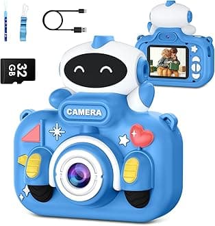 GREENKINDER Kids Camera, 2.0 Inch Kids Camera for Boys, 1080P HD Kids Digital Camera with 32GB Card, Birthday Christmas Kids Toys Gifts Selfie Childrens Camera for Kids Age 3-12 Years Old, Blue