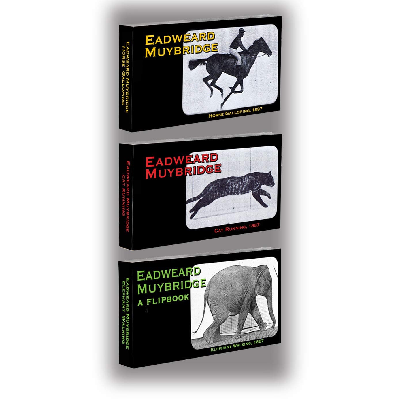 Fliptomania Muybridge Flipbook 3-Pack: Horse, Cat, Elephant