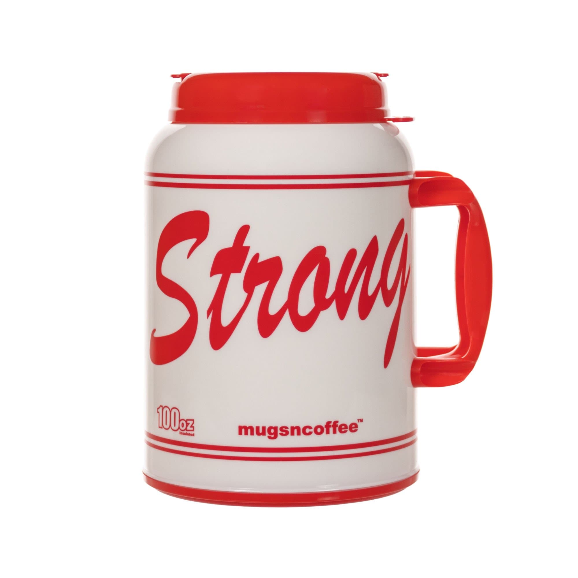 100 Oz Giant Insulated Mug with Straw - # USA Strong - Large Travel Mug (Red)