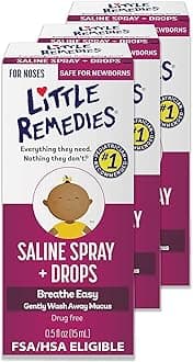 Little Remedies Noses Saline SprayDrops, 0.5 Ounce, 3 Boxes TotalGently Wash Away Mucus for Ages Newborn and up