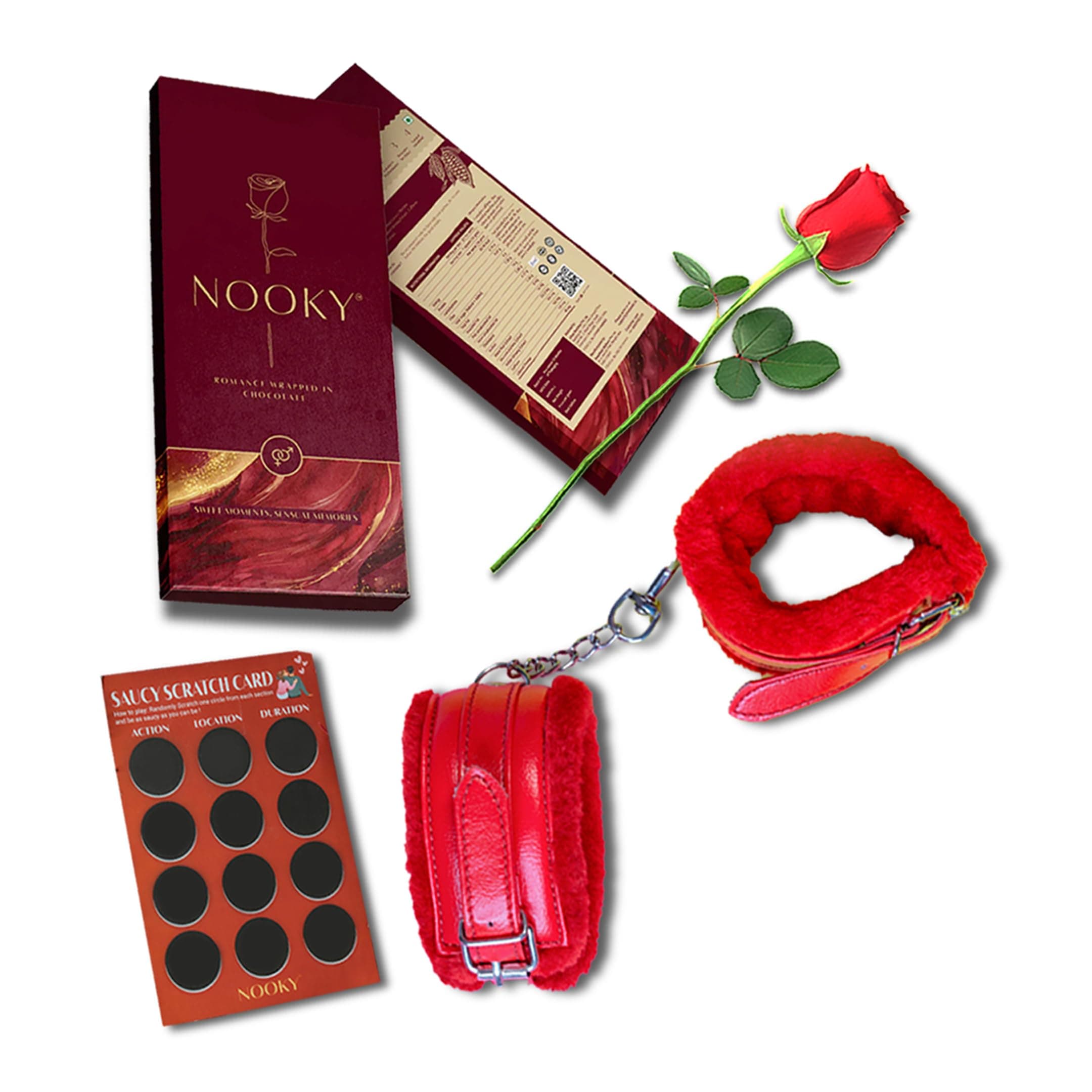 Nooky Dark Chocolate premium bundle for Men and Women – A Thoughtfully Curated Set to Enhance Mood and Celebrate Anniversaries, Honeymoons, Valentine’s Day, or Romantic Date Nights 5 in 1