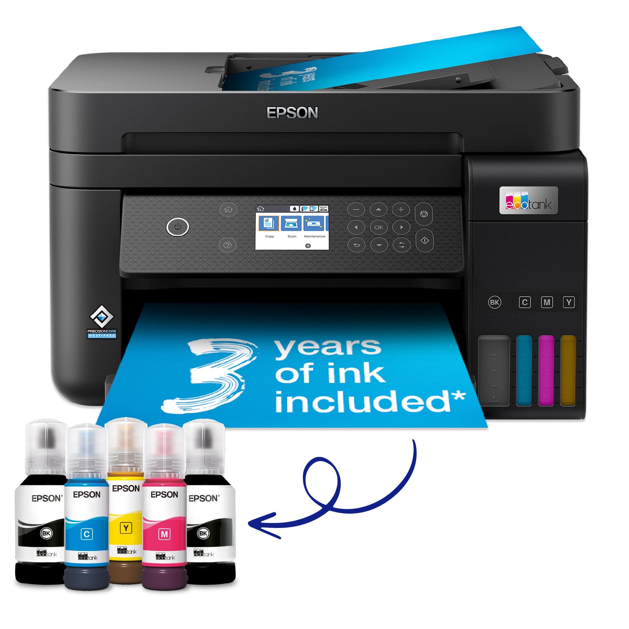 EcoTank ET-3850 A4 Multifunction Air Print Wi-Fi Ink Tank Printer with Duplex and ADF, Up To 3 Years Of Ink Included