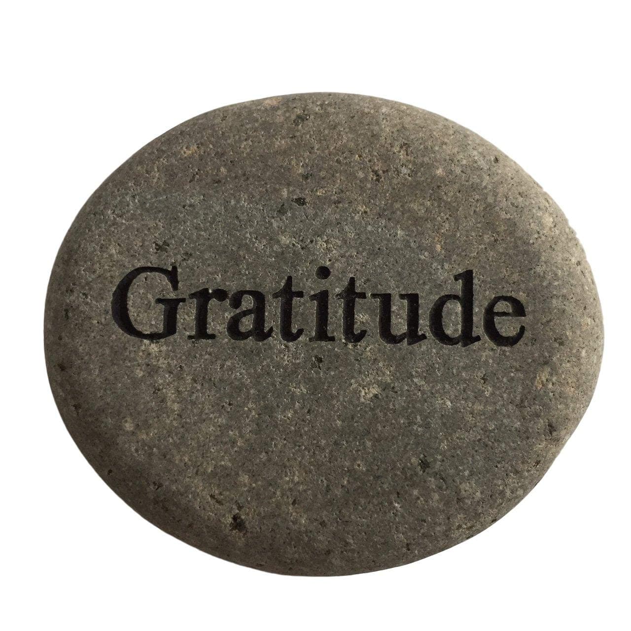 Gratitude Engraved Stone River Rock- 2" Gray