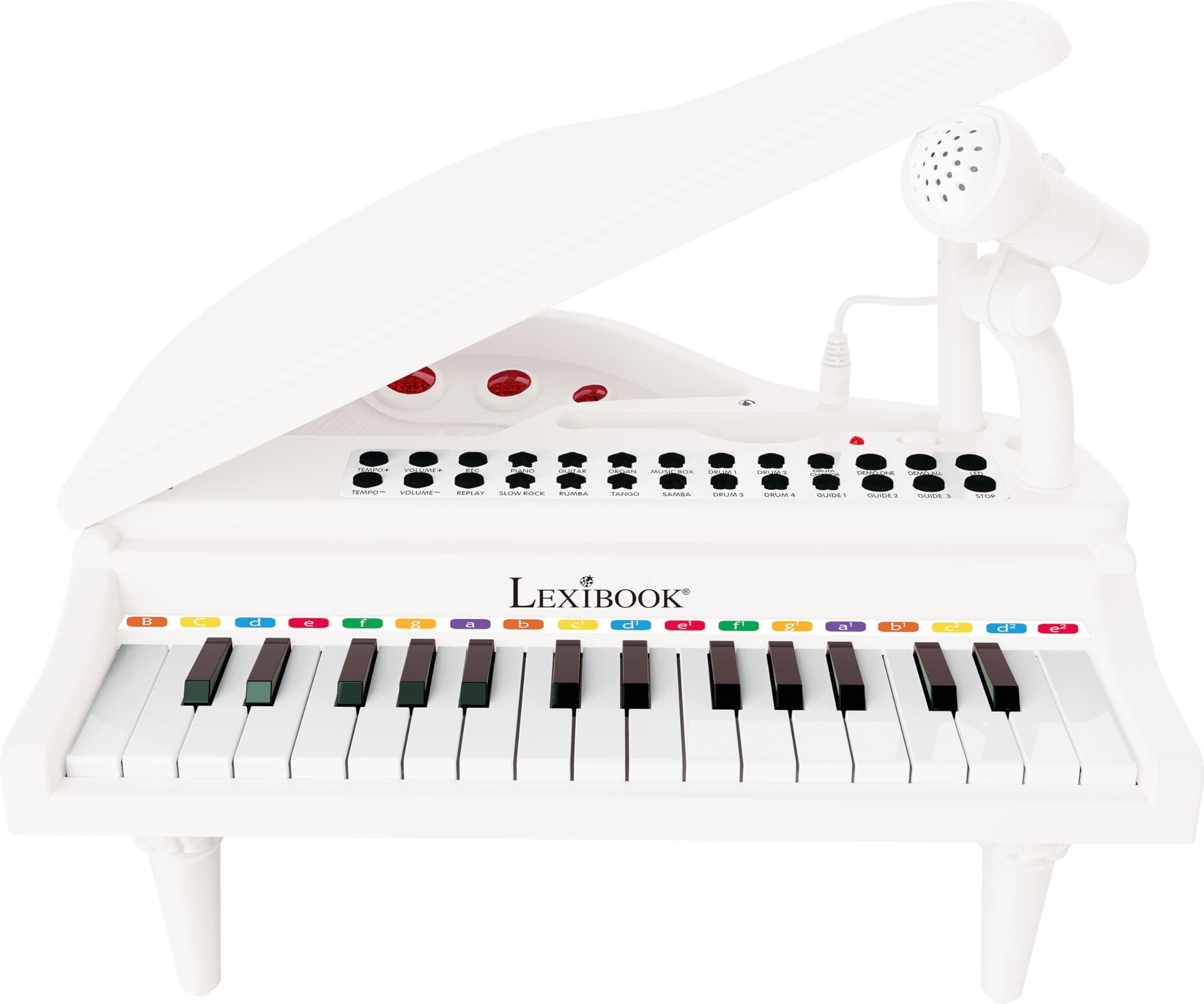 Lexibook, My First Piano, Piano for Children, Lighting Keys, Learning mode, 29 x 31 cm, Tempo and Volume adjustment, 3+, white, K731
