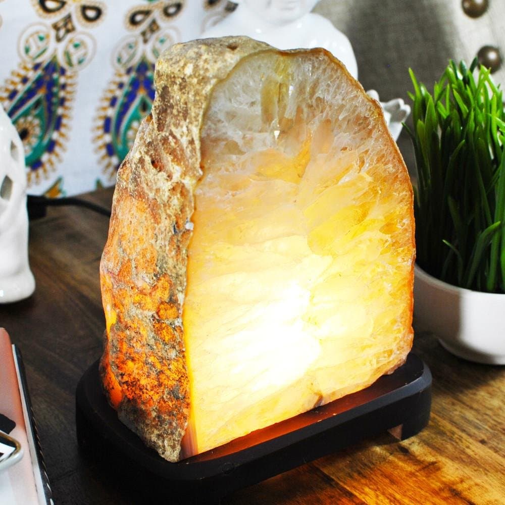 Agate Lamp Natural by Yellow Tree Company - Better Than Salt Lamp - Best Quality Gemstone Lamp. More Calming Than Himalayan Salt Lamps. Top Quality Natural Agate Stone.ANL