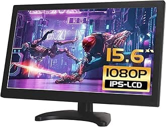 15.6" IPS Security Monitor 1080 FHD Color Screen with Remote Control AV VGA HDMI BNC USB Input 178° Wide Angle Built-in Speaker for Gaming Display DVD DVR
