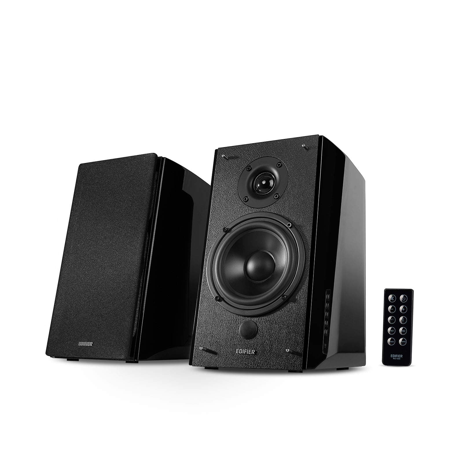 R2000DB Powered Bluetooth Bookshelf Speakers - Near-Field Studio Monitors - Optical Input - 120 Watts RMS - Black