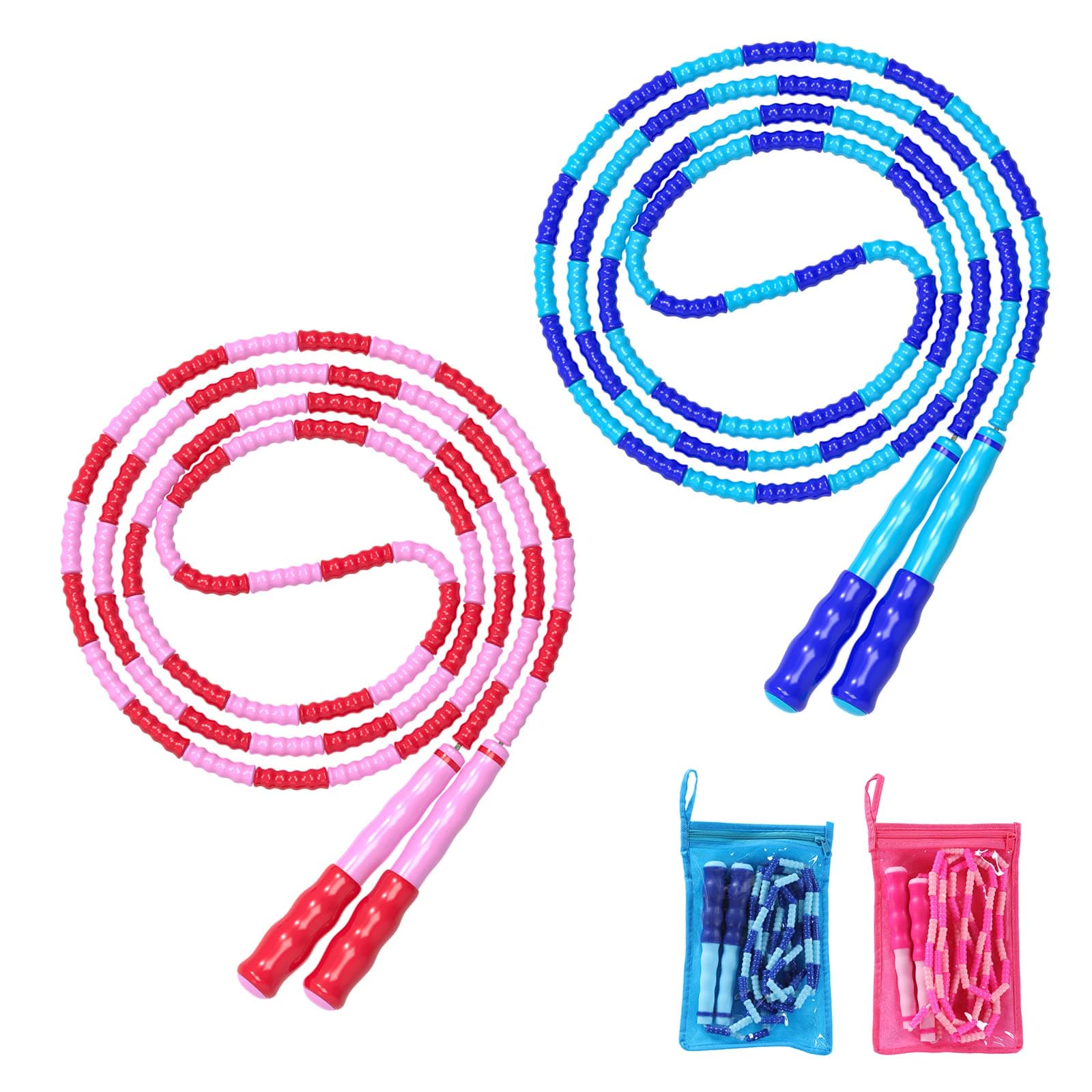 Leeboom Jump Rope, Adjustable Length Tangle-Free Segmented Soft Beaded Skipping Rope, Fitness Jump Rope for Kids, Man, and Women Weight Loss 9.2 Feet