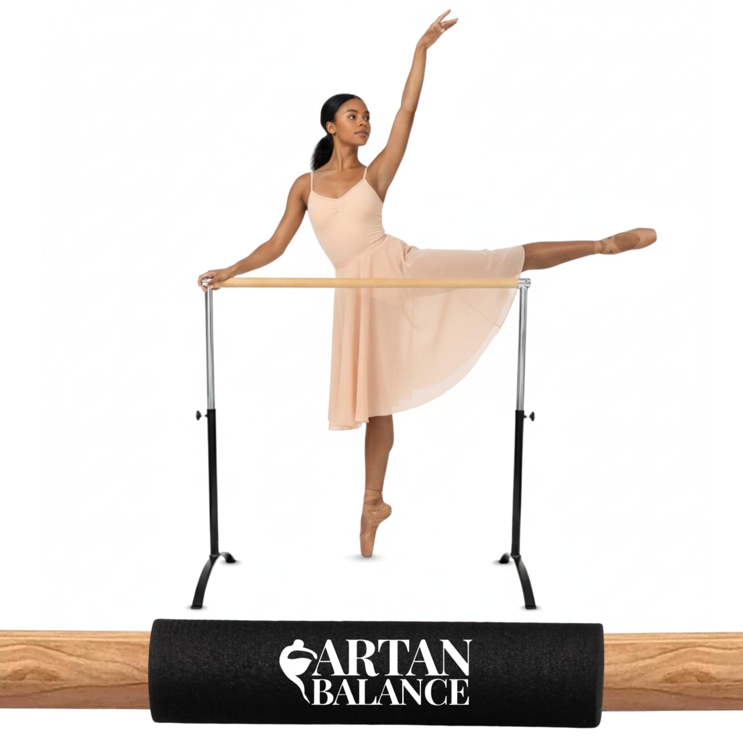 Portable Ballet Barre, Freestanding Height-Adjustable Bar for Home or Studio, Single or Double, Kids and Adults