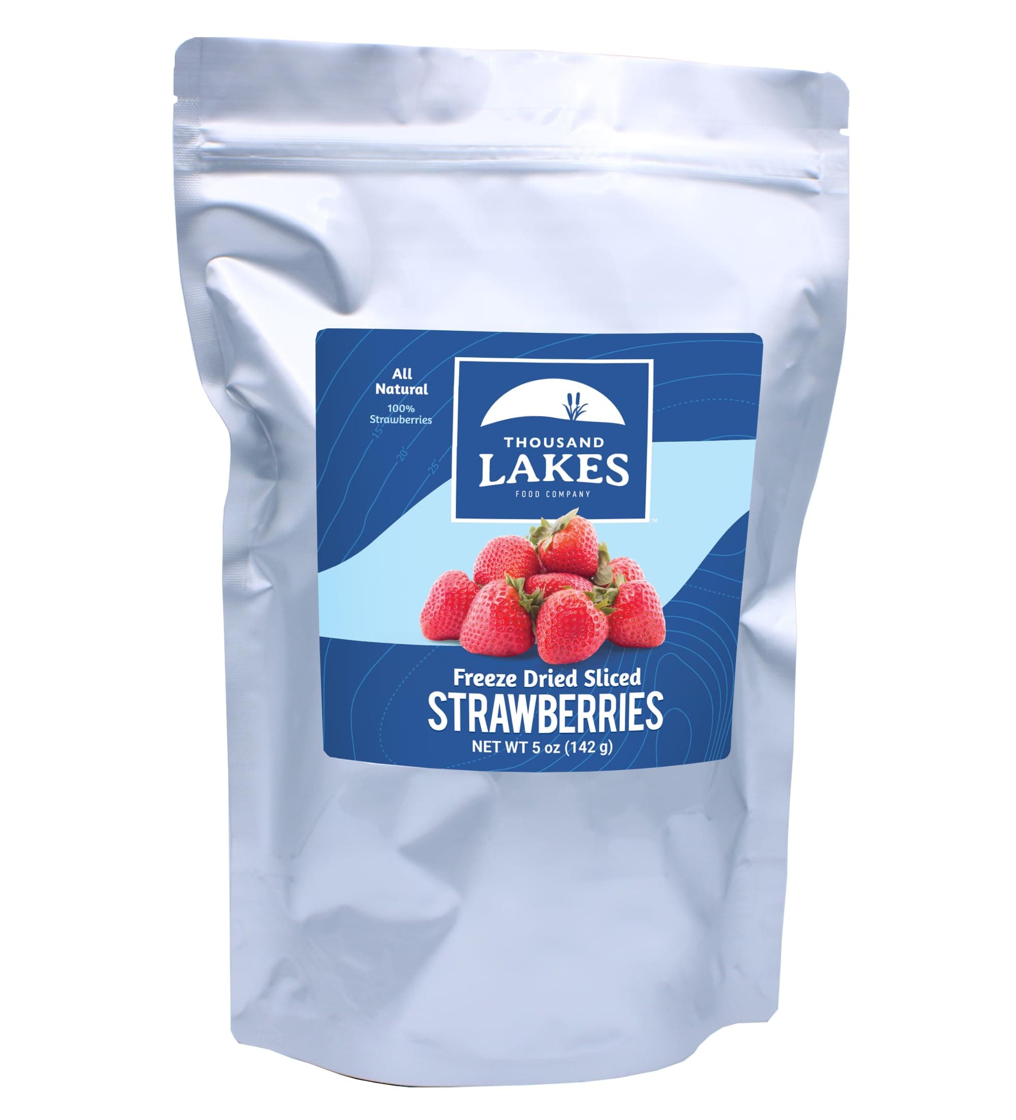 Thousand Lakes Freeze Dried Sliced Strawberries, Premium Fruit - Bulk 5 oz | No Sugar Added | 100% Strawberries
