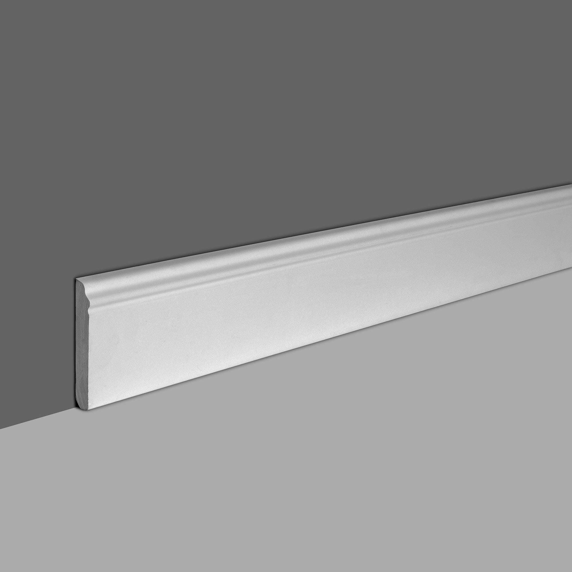 Designer's Edge Millwork 4" High x 1/2"Projection Primed White Polyurethane Baseboard Moulding 94-1/2 Inch Length (Pack of 2)