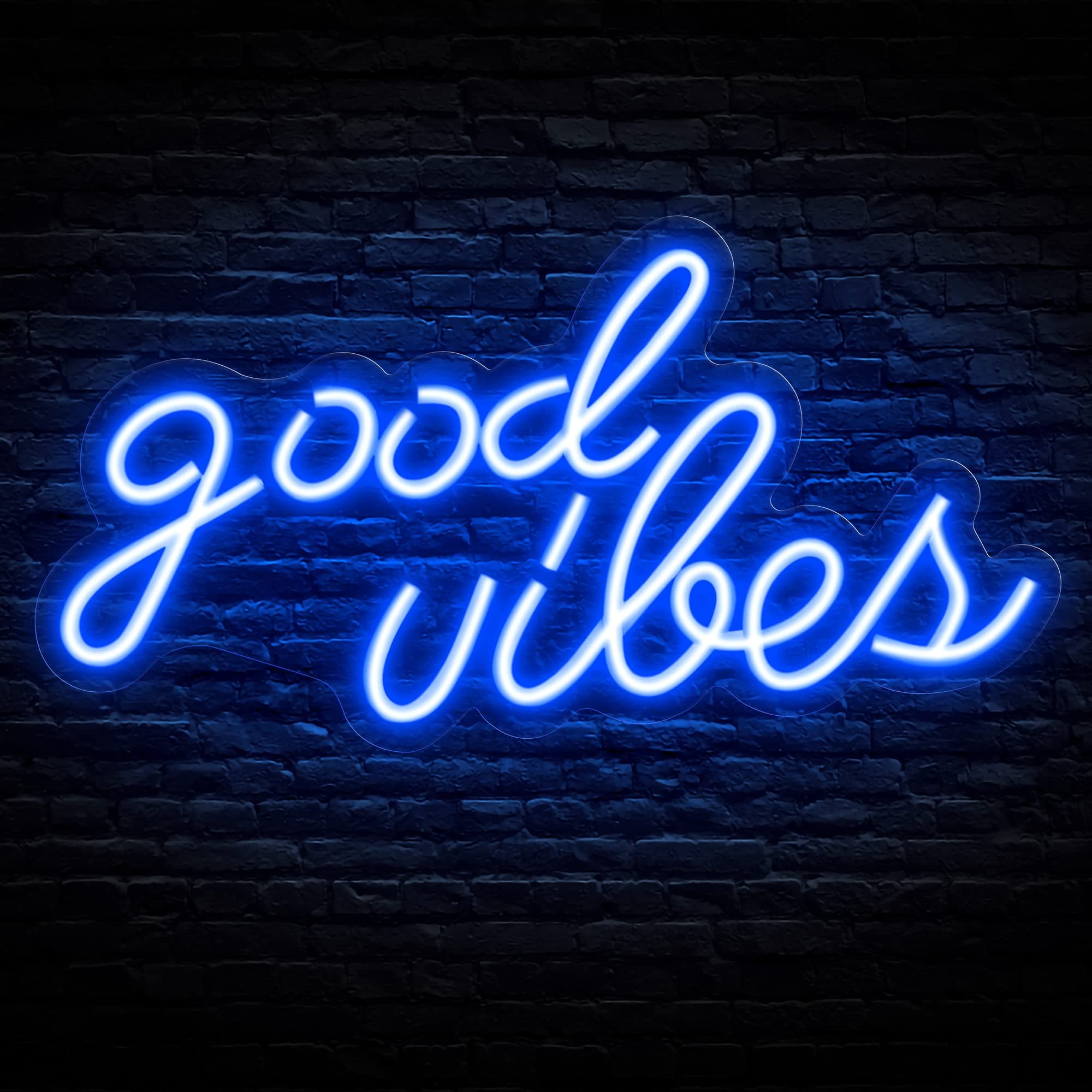 Blue Good Vibes Neon Sign - LED Neon Signs for Wall Decor, Neon Lights for Bedroom, Neon Wall Signs (16.1 x 8.3 inch)