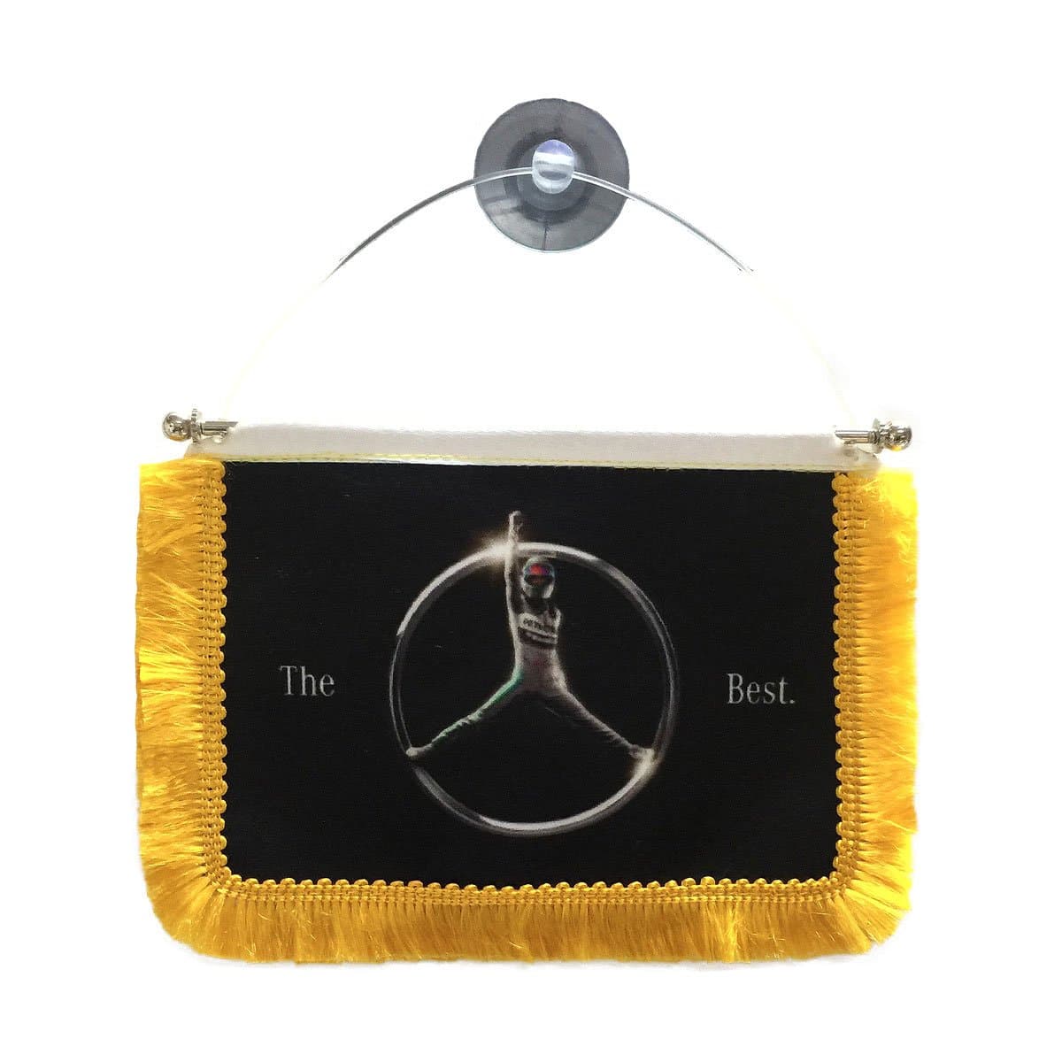 The Flag Shop Mercedes F1 Lewis Hamilton Miniature Rear-View Mirror Dangling Car Flag With A Vacuum Base