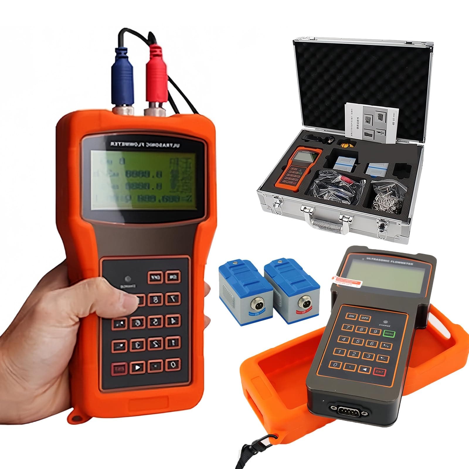 TUF-2000H/HT-2000H Portable Ultrasonic Flow Meter for Liquids DN15~DN6000mm with S/M/L Transducer -30C~160℃ Sensor Oil Sewage Digital Transit-Time Flowmeter DTI Meter,TL1 (HT)