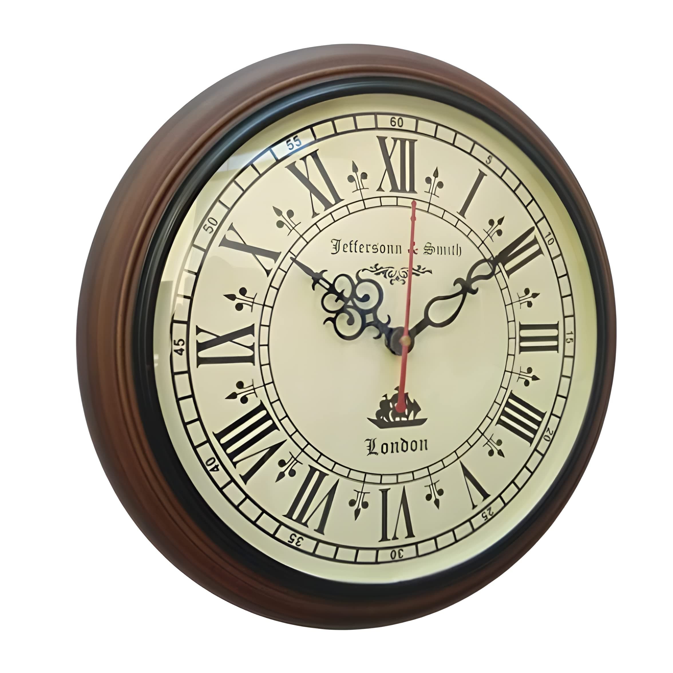 Wooden Analog Wall Clock Antique Unique Style Art Decorative Clock For Home & Office 12 Inch - (Brown)