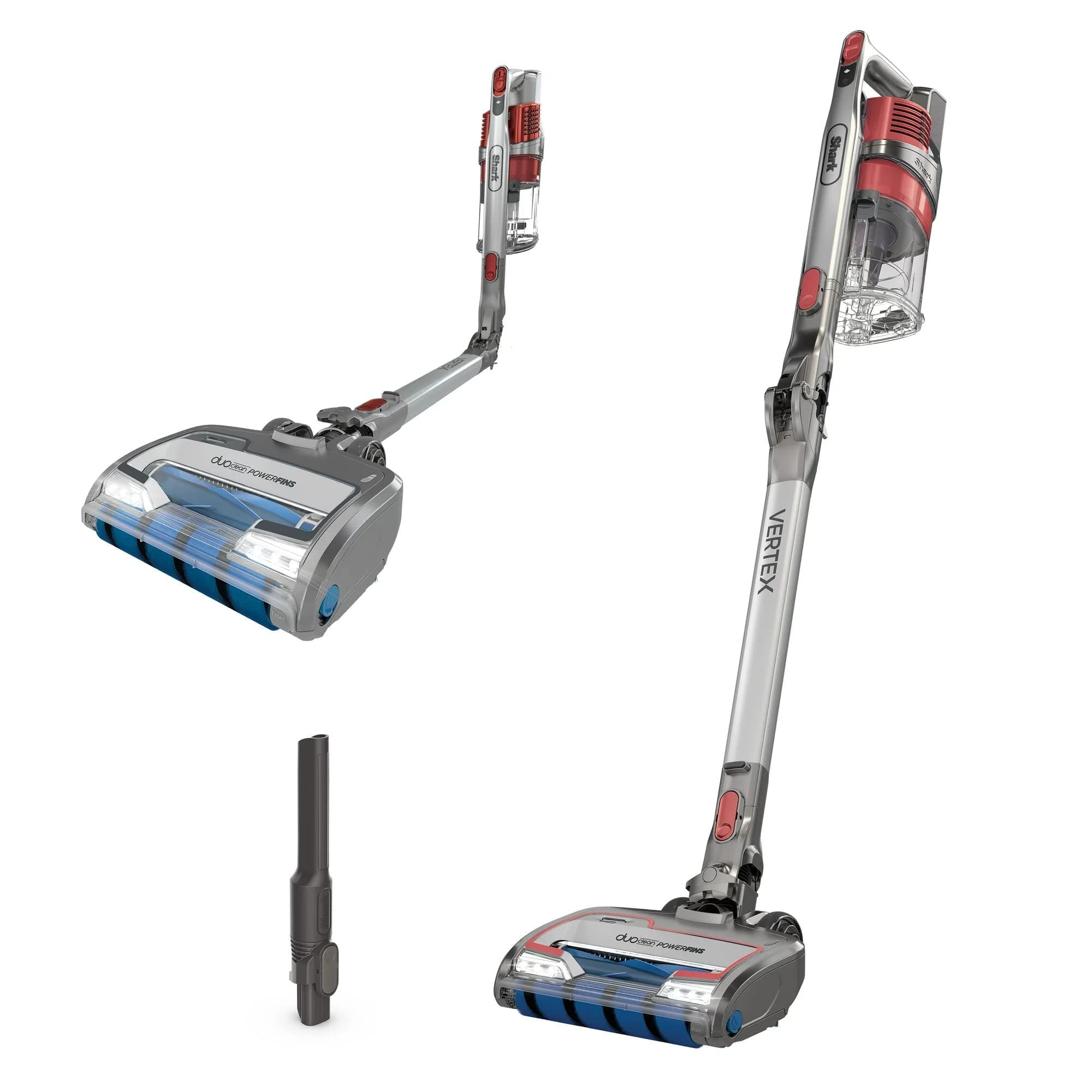 Shark WZ440H Vertex Ultra Lightweight Cordless Stick Vacuum with DuoClean PowerFins, Crevice Tool, Removable Handheld, MultiFLEX, 50 min Runtime, Silver/Red (Renewed)
