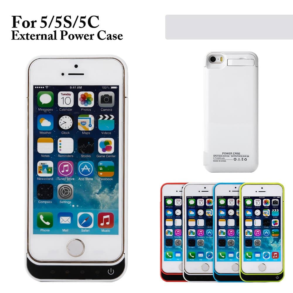iPhone 5 5C SE 5S Battery Charger Case, Lenuo 4200mAh External Rechargeable Charging Power Pack Extended Backup Case Cover for iPhone 5/5C/5S/SE (White)