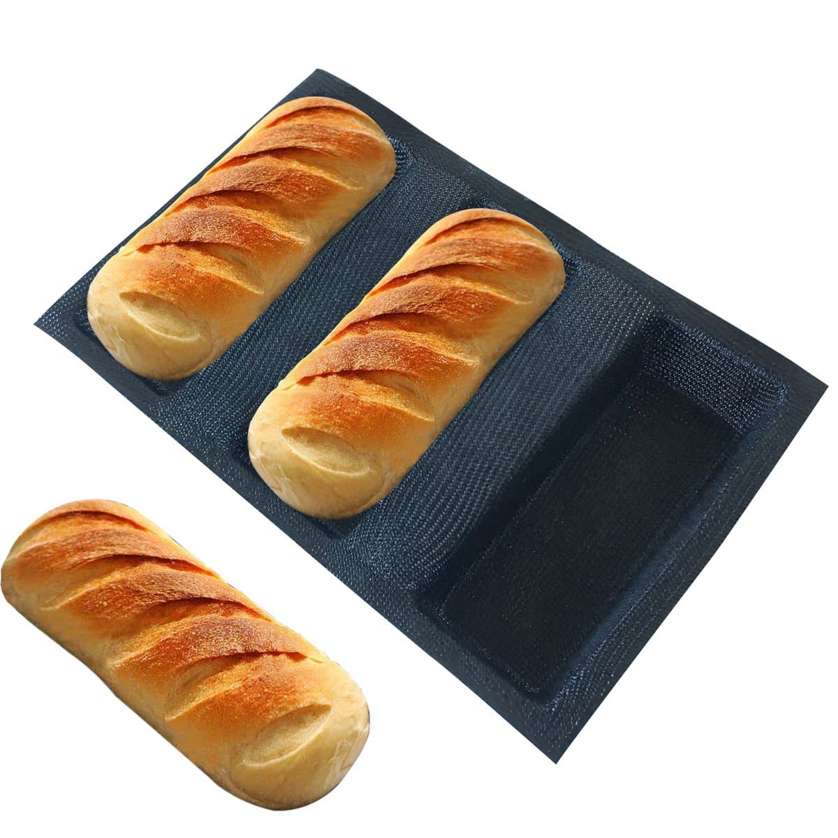 Bluedrop(3 Caves 17cm Square Shape) - Mesh Silicone Bread Forms Square Shape Bread Moulds Non Stick Bakery Tray Silicone Coated Fibre Glass Loaf Crusty Bread Bakeware For Small Toaster Oven