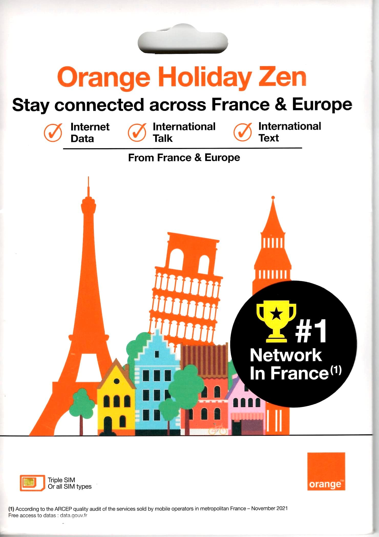Orange Holiday Europe - 3GB Internet Data in 4G/LTE (Currently 12GB Promotion) + 30mn + 200 Texts from 30 Countries in Europe to Any Country Worldwid