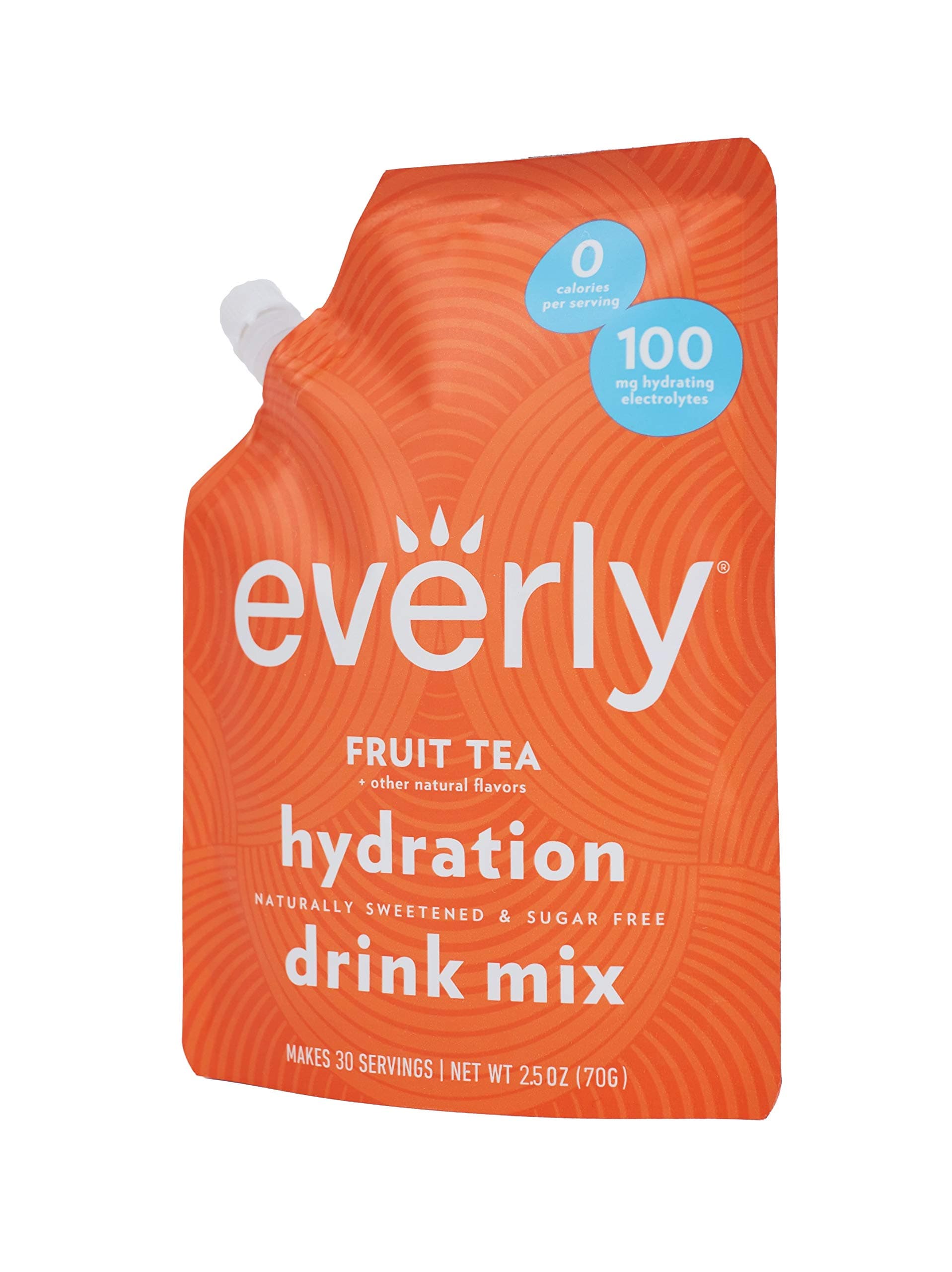 Everly Fruit Tea Hydration - Drink Mix Powder, Sugar Free, Natural Sweeteners (Stevia & Organic Erythritol), No Calories, Keto Diet, Water Flavoring and Water Enhancer – Pouch, 30 servings (Fruit Tea)