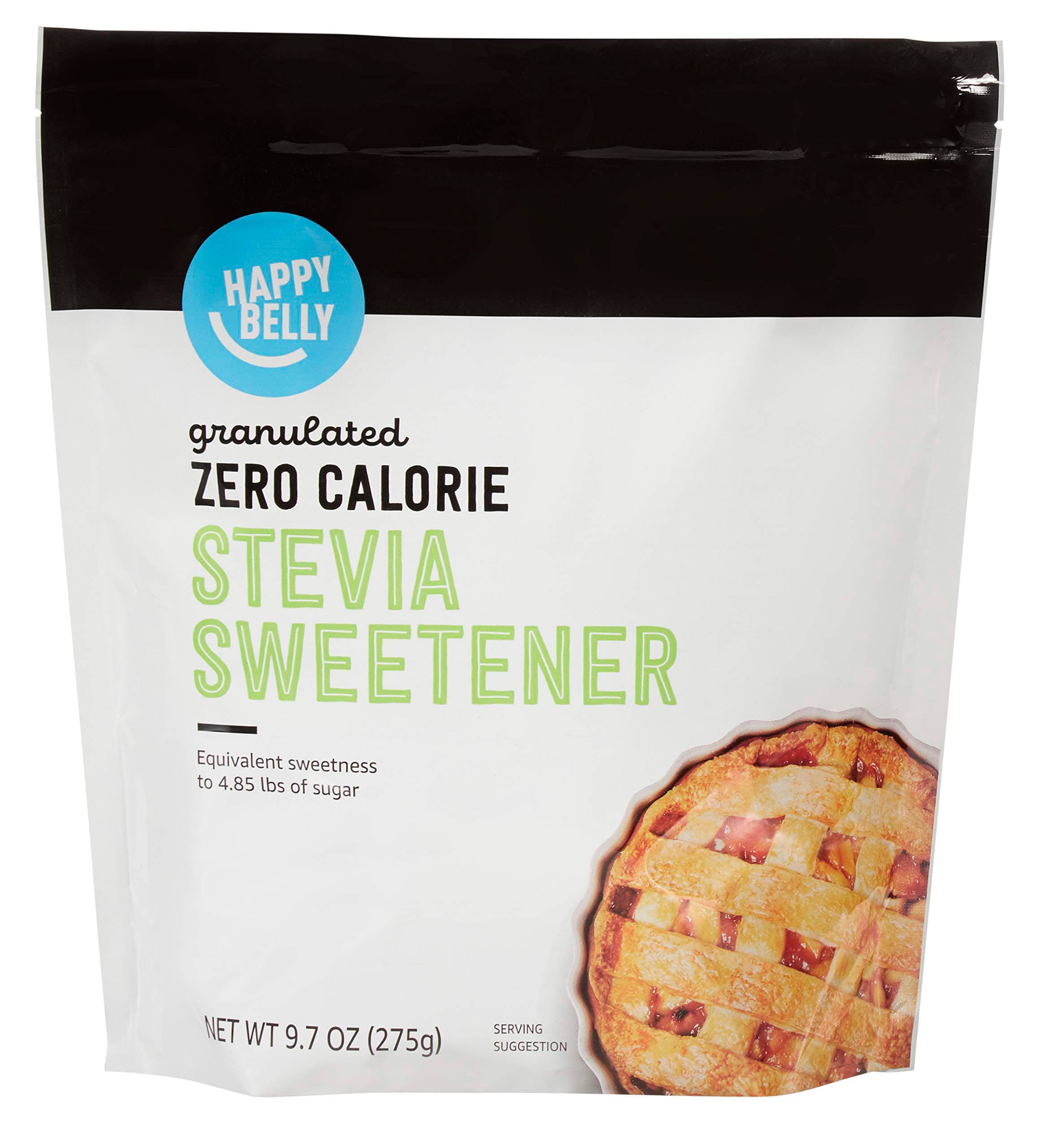 Amazon Brand - Happy Belly Granulated Zero Calorie Stevia Sweetener Packet, 9.7 ounce (Pack of 1)