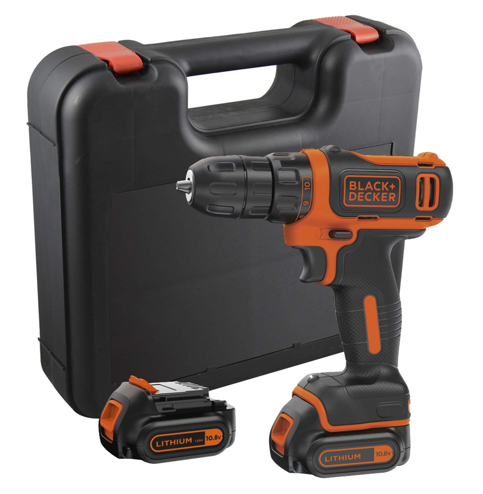 Black & Decker BDCDD12KB-QW - Taladro Atornillador 10,8V con 2 baterías 1,5Ah y maletín