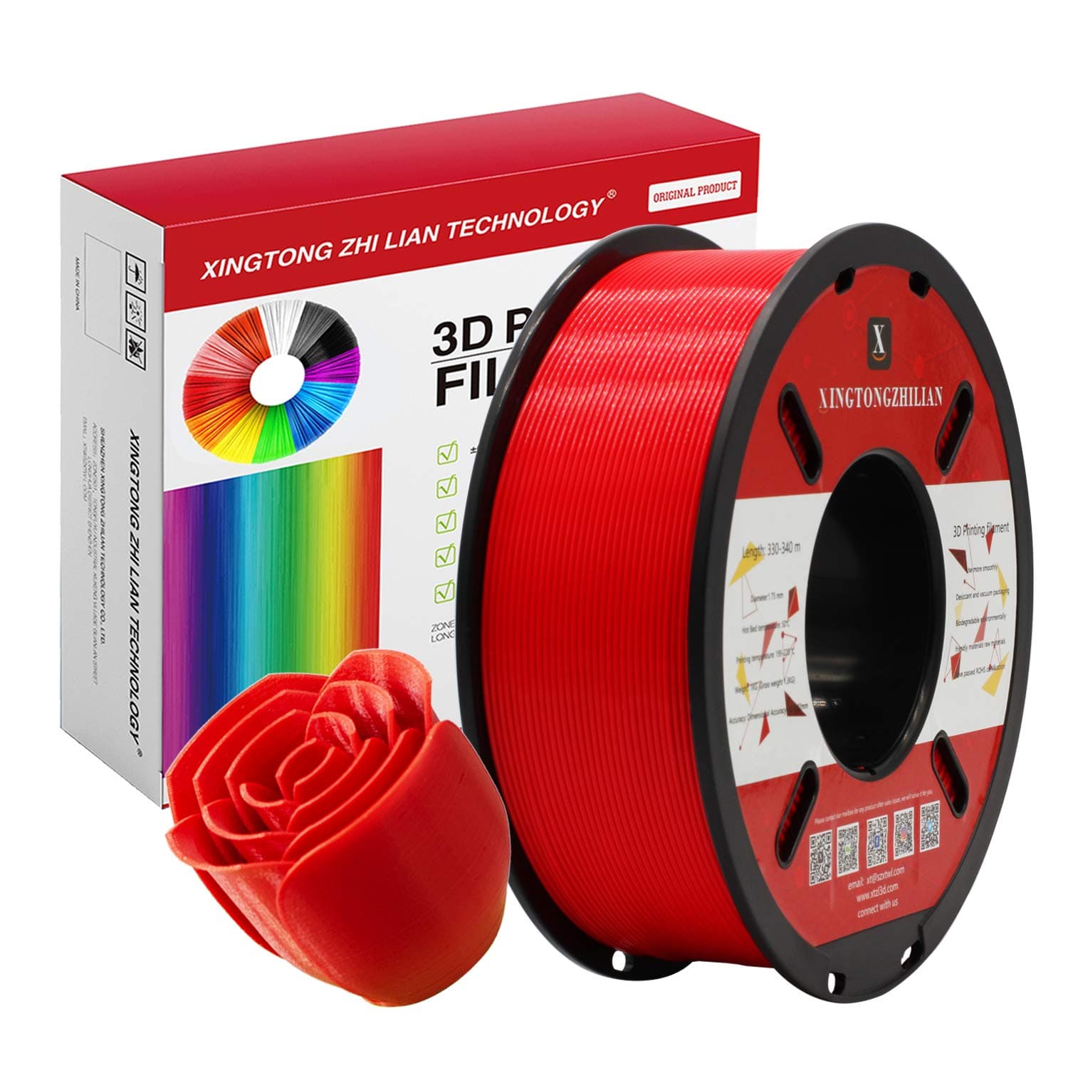 PLA Filament 1.75mm, 3D Printing Filament, PLA Filament 1.75mm for 3D Printer, Precisione Dimension +/- 0.03mm, 1kg 1 Spool (2.2 LBS), Red