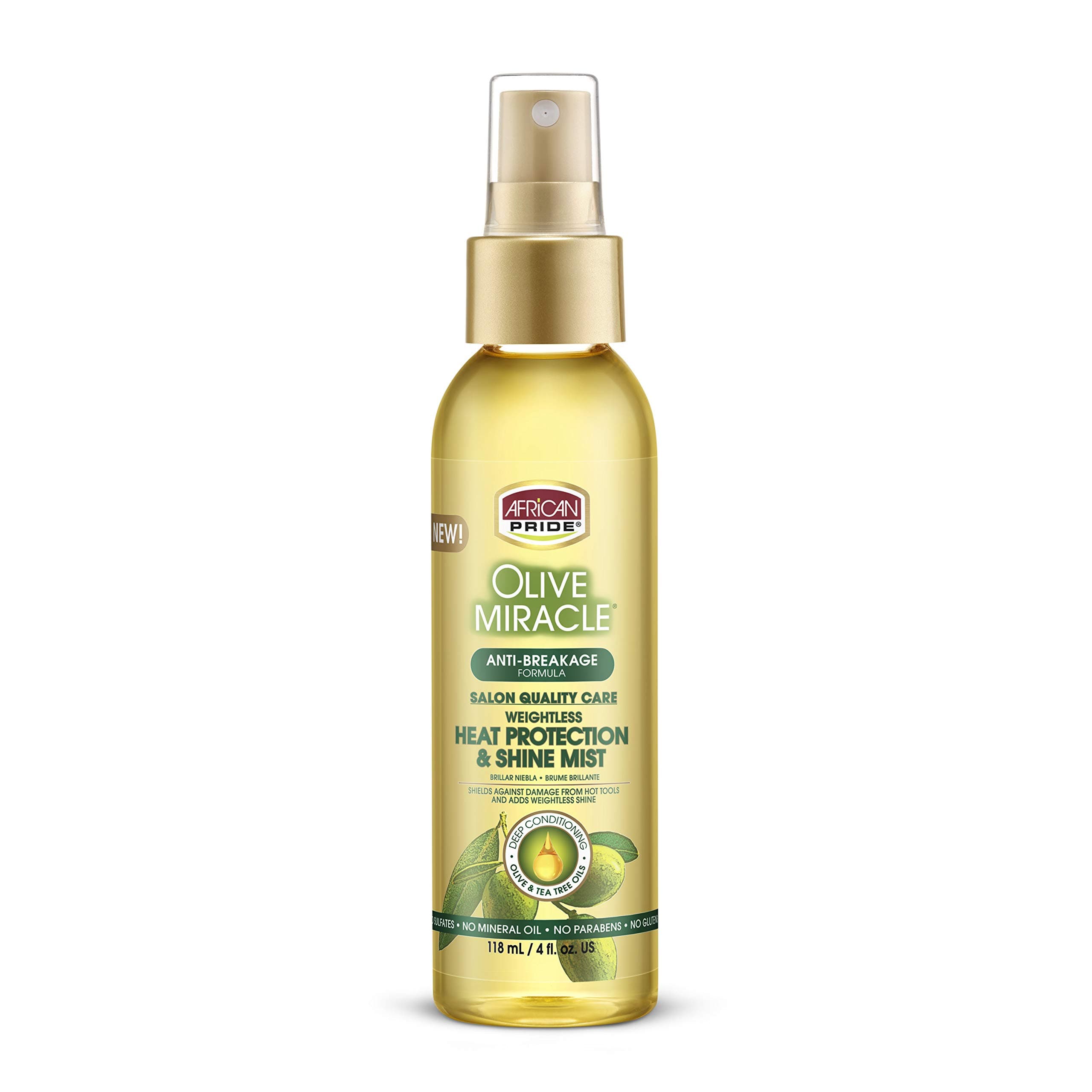 Olive Miracle Weightless Heat Protection & Hair Shine Mist, Fights Humidity & Shields Against Heat Damage, Enriched with Olive & Tea Tree Oils, 4 oz
