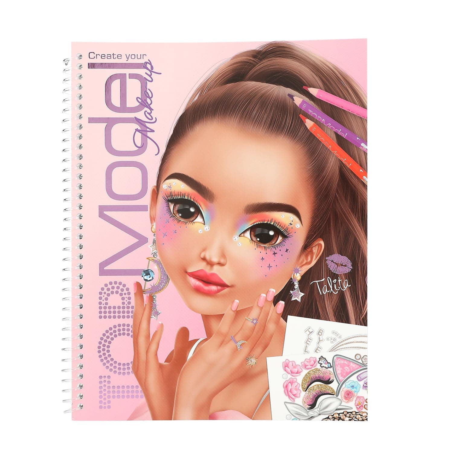 Depesche 13144 Create Your Top Model Coloring Book, 20 Pages for Creating Beauty and Makeup Looks, Includes Sticker Sheet, Multicoloured, One Size