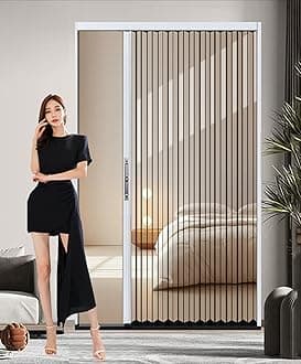 Folding Accordion Door with Lockable Key, Aluminum Transparent Multifold Fold Interior Doors for Room Doorway - Custom Size Pleated Door for Bedrooms/Home/Offic(28x80in(71.1x203.2cm))