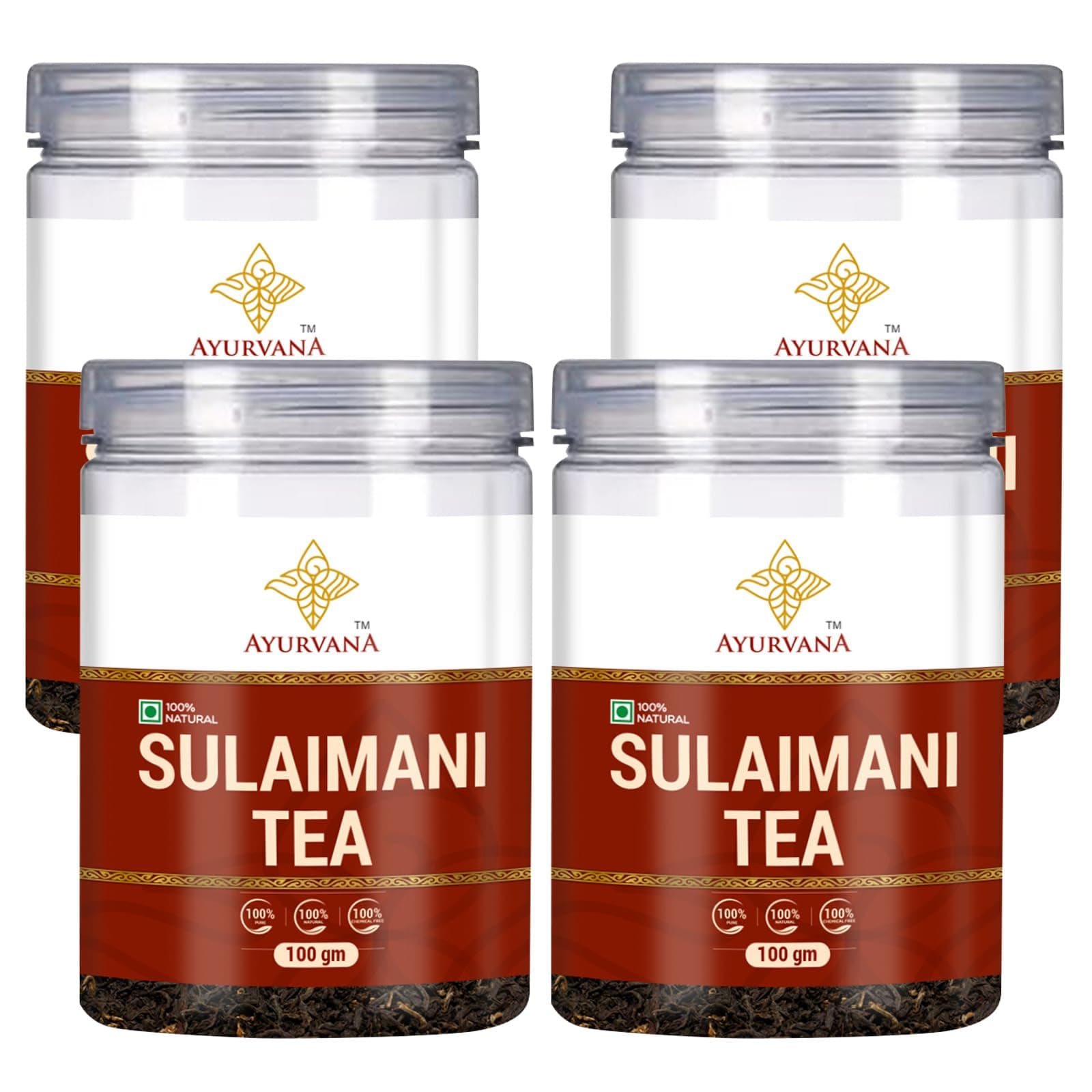 Sulaimani Tea-100gms | Digestive Aid | Antioxidant Properties | Hydration | Warmth and Comfort | Flavorful Blend | Pack of 4
