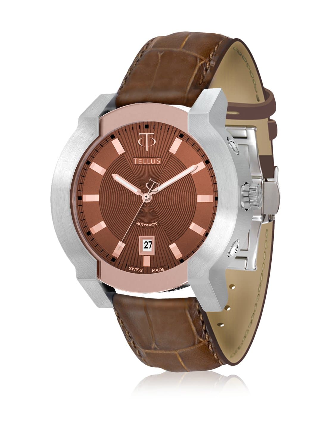 Tellus Discoverer 42 Unisex Watch, Genuine Alligator Leather Strap, Swiss Made - T1064-X336NVB134