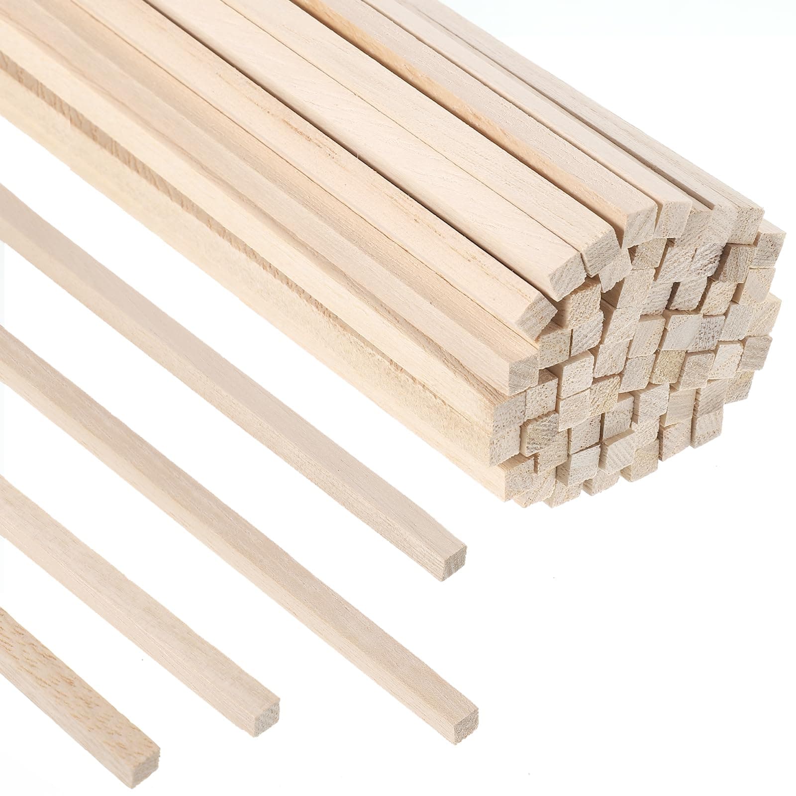 WSICSE 70Pcs 1/4" x 12" Balsa Wood Sticks, Square Wood Dowel Rods Unfinished Balsa Wood Strips Hardwood Wood Sticks for Crafts DIY Projects Models Making