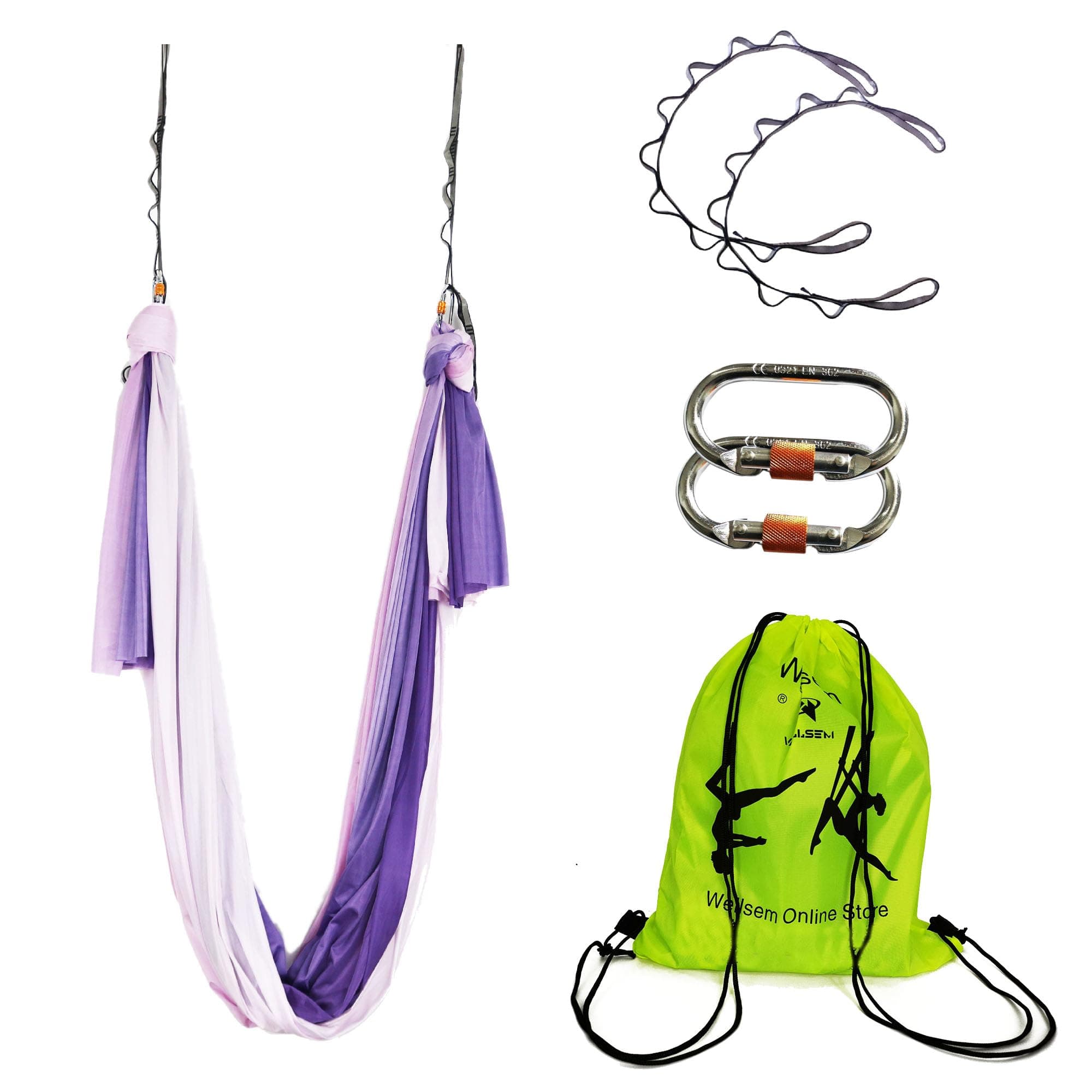 Aerial Yoga Hammock Aerial Pilates Silk Yoga Swing Set Inversion Equipment include daisy Chain, Pose Guide 5.5 yards