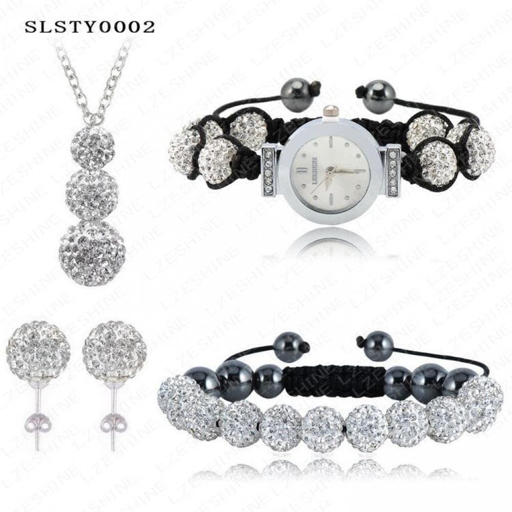 USMagic Handmade Shamballa Set 10Mm Ab Clay Crystal Diso Ball Beads Set Watch Necklace Bracelet Earrinset Option Slstymi