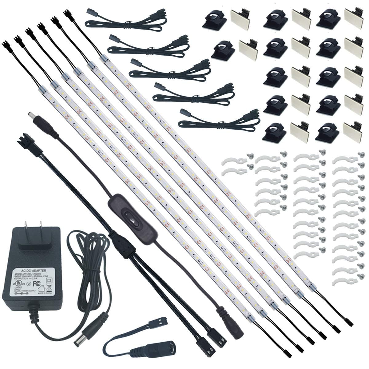 Litever Under Cabinet Lighting Kit, 6 PCS 20 Inch Flexible LED Strips, 24 W, 1800 Lumens, Warm White 2700 K. Kitchen Countertops Bookshelf Suitable for Cabinet Display Workshop - (6 Strips-2700K)