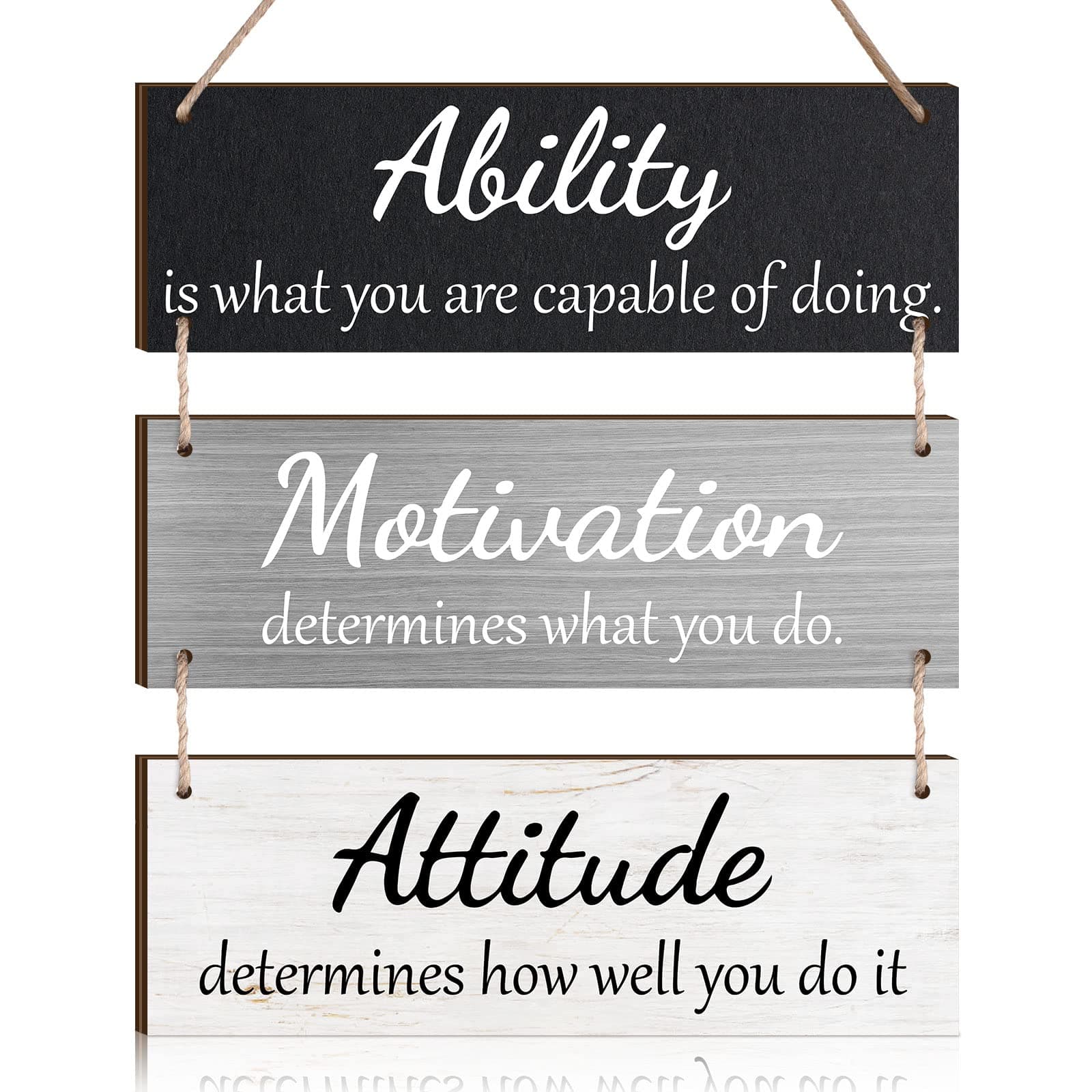 Jetec Office Wall Decor Inspirational Rustic Motivational Plaques with Sayings Wooden Hangings Ability Sign Bathroom for Home Office Art Decoration(Simple Color)