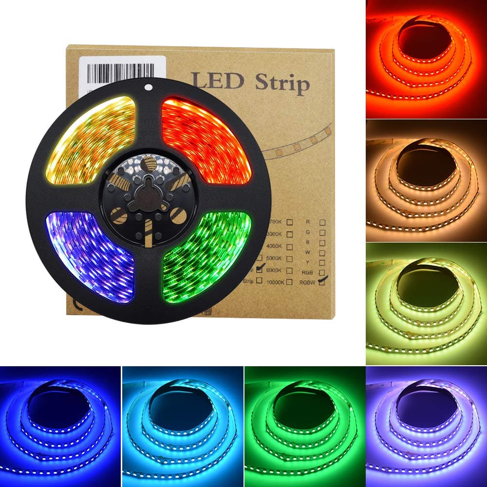RGBW LED Strips 4 in 1 Dimmable 24V 300 SMD5050 LED Strip Light,5M RGBWW Flexible Tape Ribbon