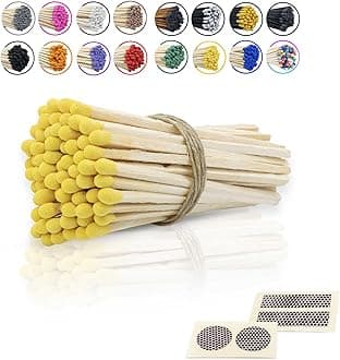 4" Inch Long Wooden Refill Matchsticks with Strike Stickers - Safety Matches Wholesale Bulk Loose by Chandler Studio (100 Pieces, Yellow)