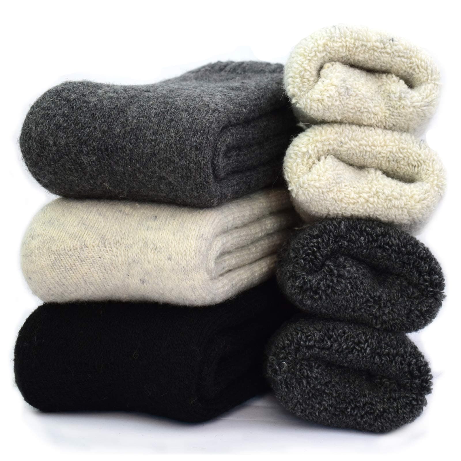 3Pack Mens Super Thick Wool Warm Socks - Soft Comfort Casual Crew Winter Socks
