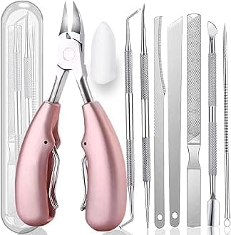 10PCS Toenail Clippers Tool, ingrown Nail Tool, Professional Thick & Ingrown Toe Nail Clippers for Men & Seniors(pink)