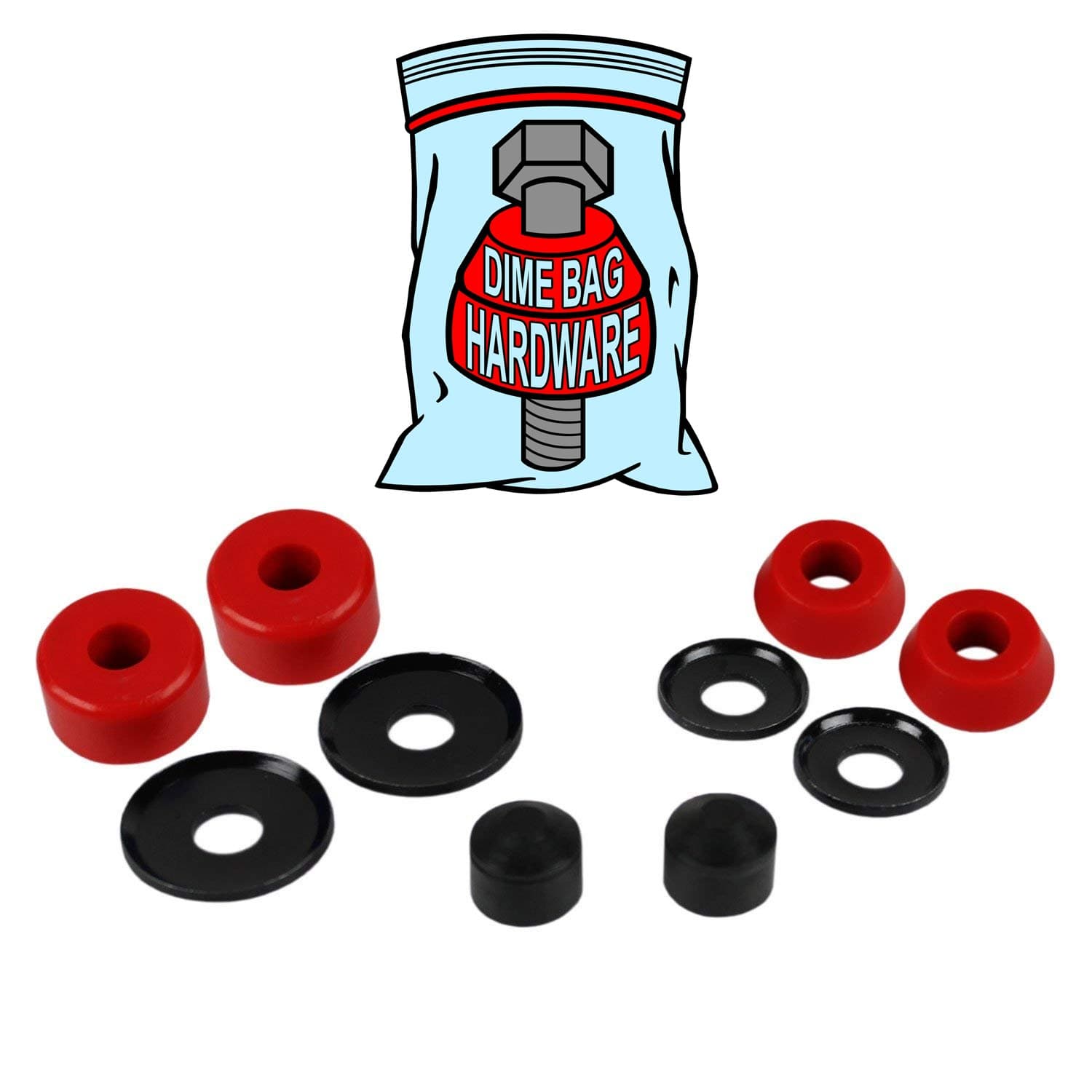 Skateboard Truck Rebuild Kit Bushings Washers Pivot Cups for 2 Trucks (red)
