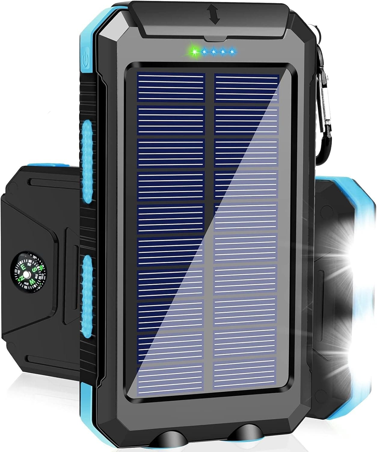 Solar Charger Power Bank, 38800mAh Portable Charger Fast Charger Dual USB Port Built-in Led Flashlight and Compass for All Cell Phone and Electronic Devices