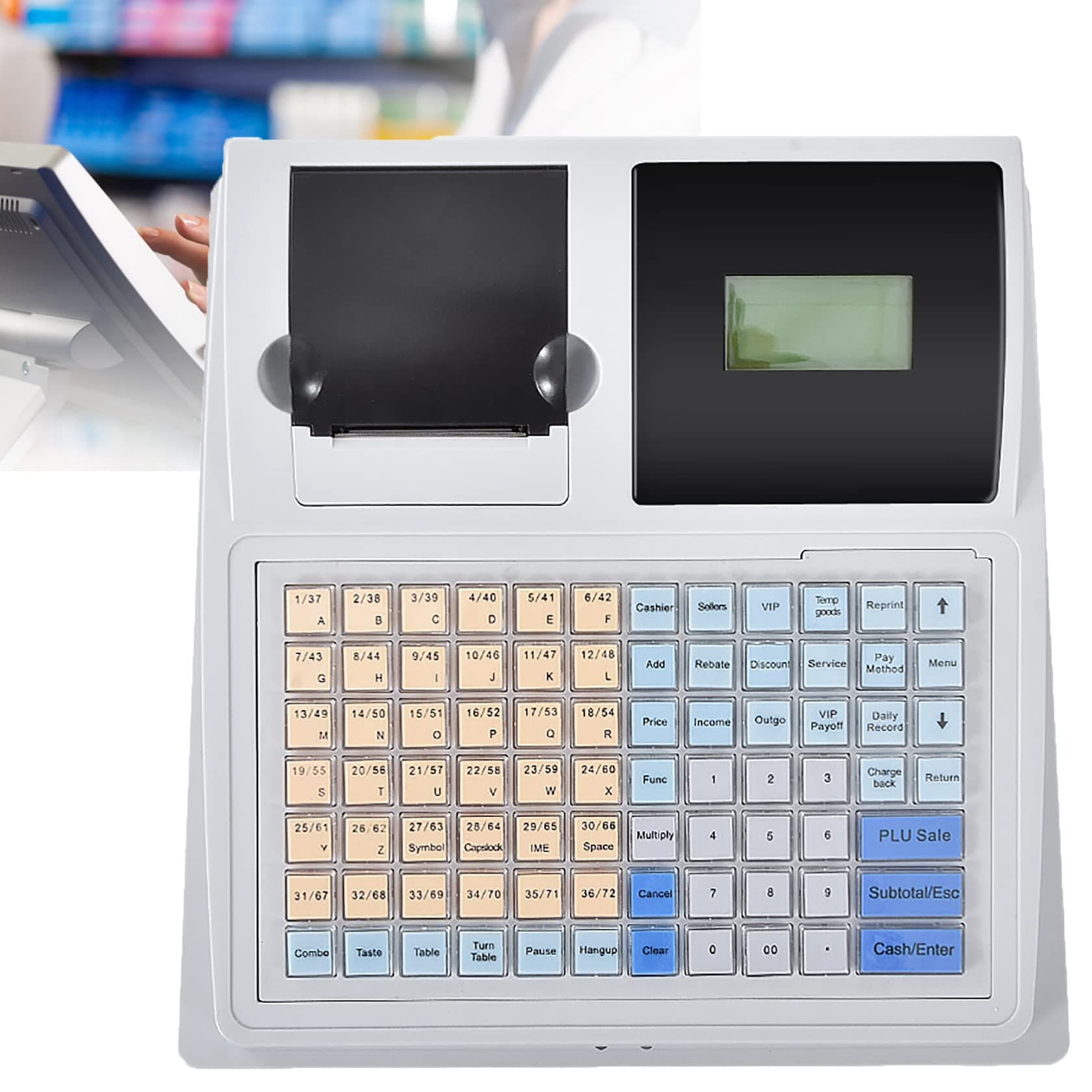 BREAUX Electronic POS System Cash Register with 4 Bill 5 Coin,Removable Cash Tray and Thermal Printer for Small Business/Retail/Restaurant